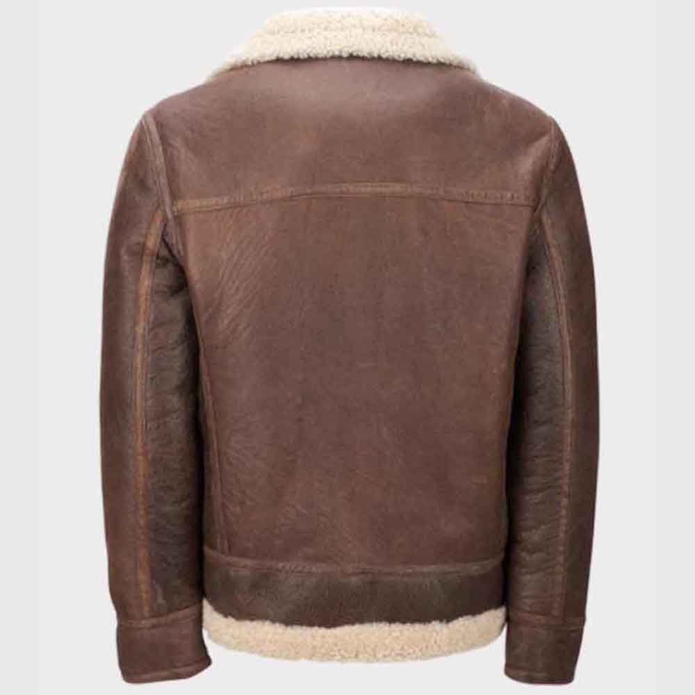 Mens Aviator Shearling Light Brown Jacket