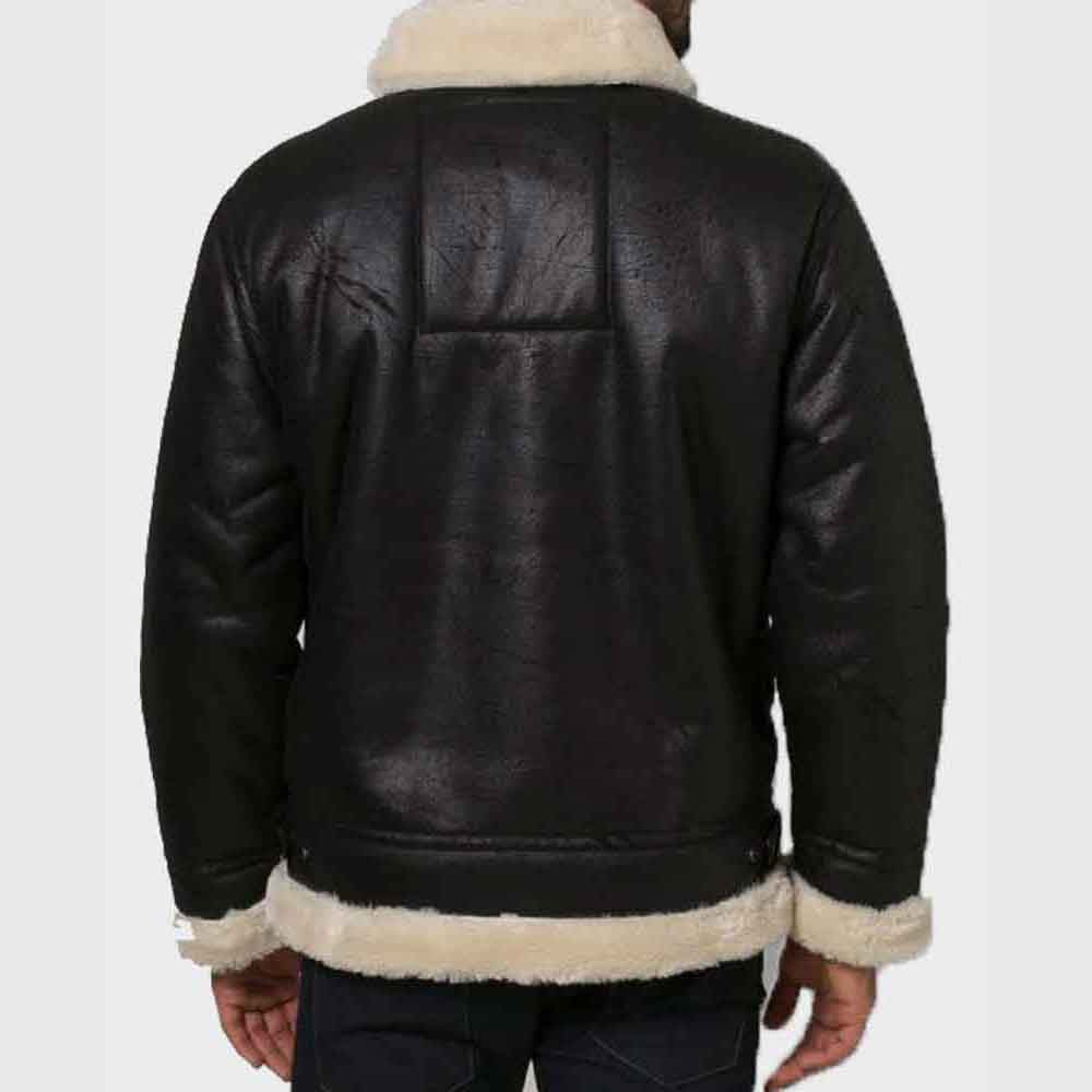 Mens Aviator Black Shearling Jacket