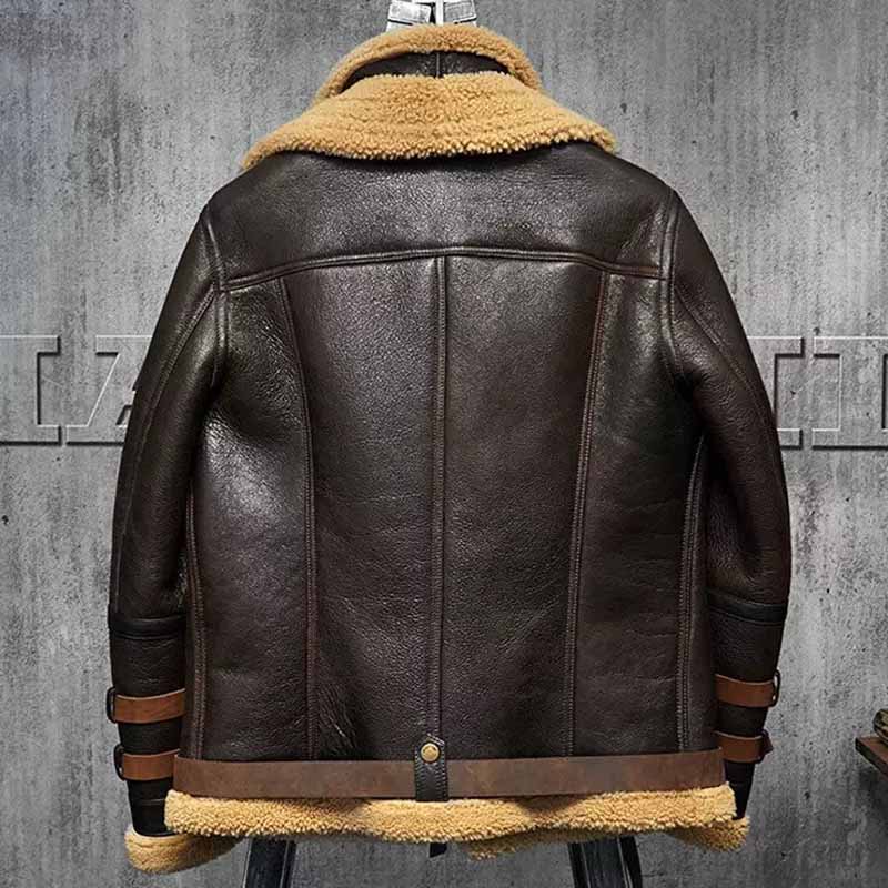 Men’s Aviator Dark Brown Leather Shearling Jacket