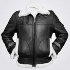 Men's B3 RAF White And Black Leather Bomber Jacket