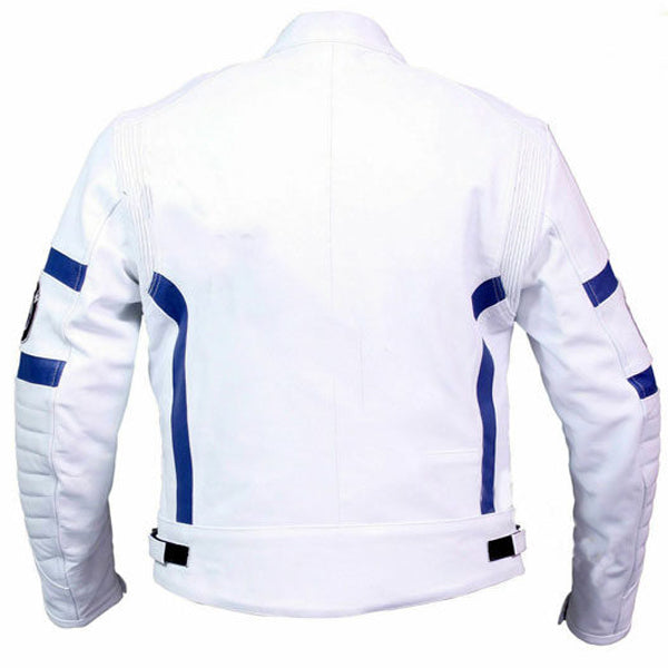 Handmade Men’s White Leather BMW Biker Jacket