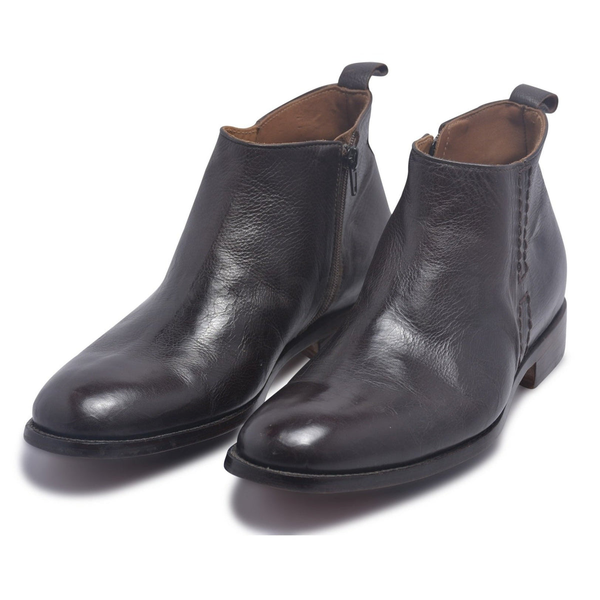 Mens Dark Brown Boots with Zipper on side