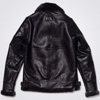 Mens Black Sheepskin Leather Coat with Sherpa