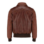 Mens Brown Air Force Ribbed Pilot A2 Aviator Real Leather Flight Bomber Jacket