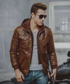 Mens Brown Leather Bomber Jacket