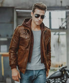 Mens Brown Leather Bomber Jacket
