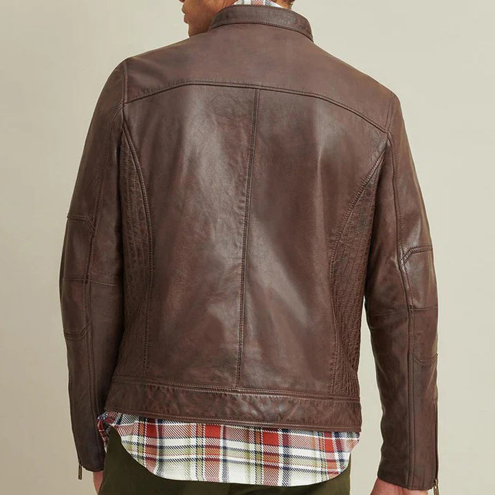 Men's Brown Leather Motorbike Jacket
