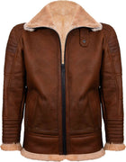 Mens Brown Nappa Leather Jacket With Fur