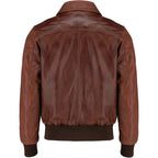 Mens Brown Air Force Ribbed Pilot A2 Aviator Real Leather Flight Bomber Jacket