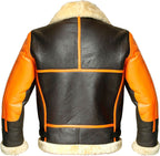 Men’s Brown Real Bomber Leather Jacket with Fur