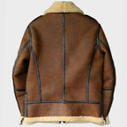 Mens Brown B3 Shearling Aviator Leather Jacket