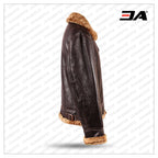 Men's Brown B3 Shearling Sheepskin World War 2 Fur Leather Flying Aviator Jacket