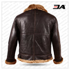 Men's Brown B3 Shearling Sheepskin World War 2 Fur Leather Flying Aviator Jacket