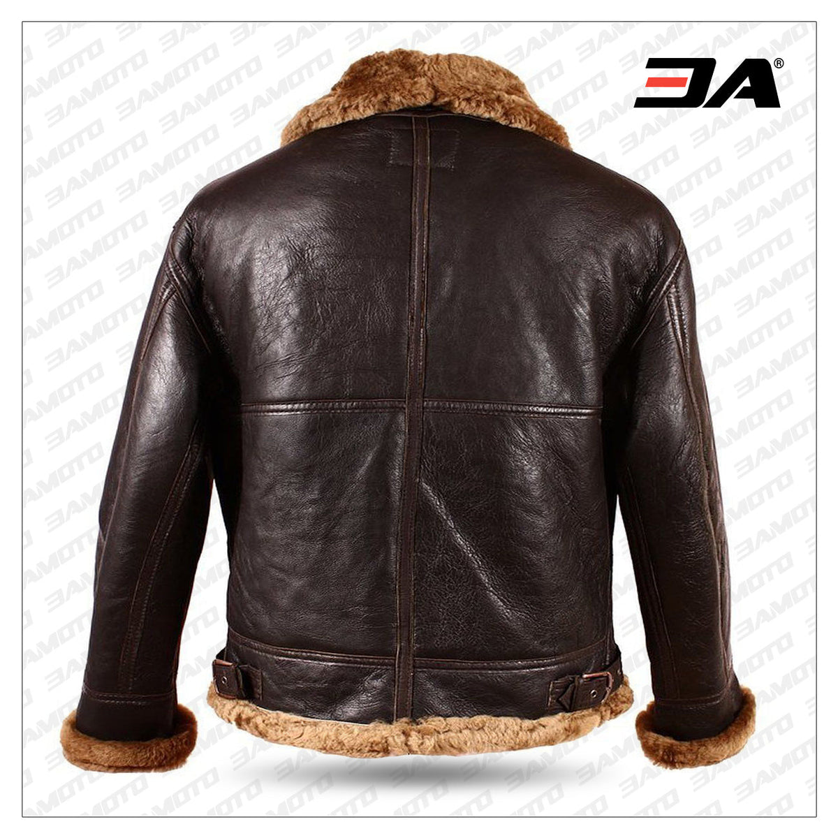 Men's Brown B3 Shearling Sheepskin World War 2 Fur Leather Flying Aviator Jacket