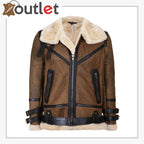 Mens Brown Vintage Pilot B3 Sheepskin Flying Leather Jacket