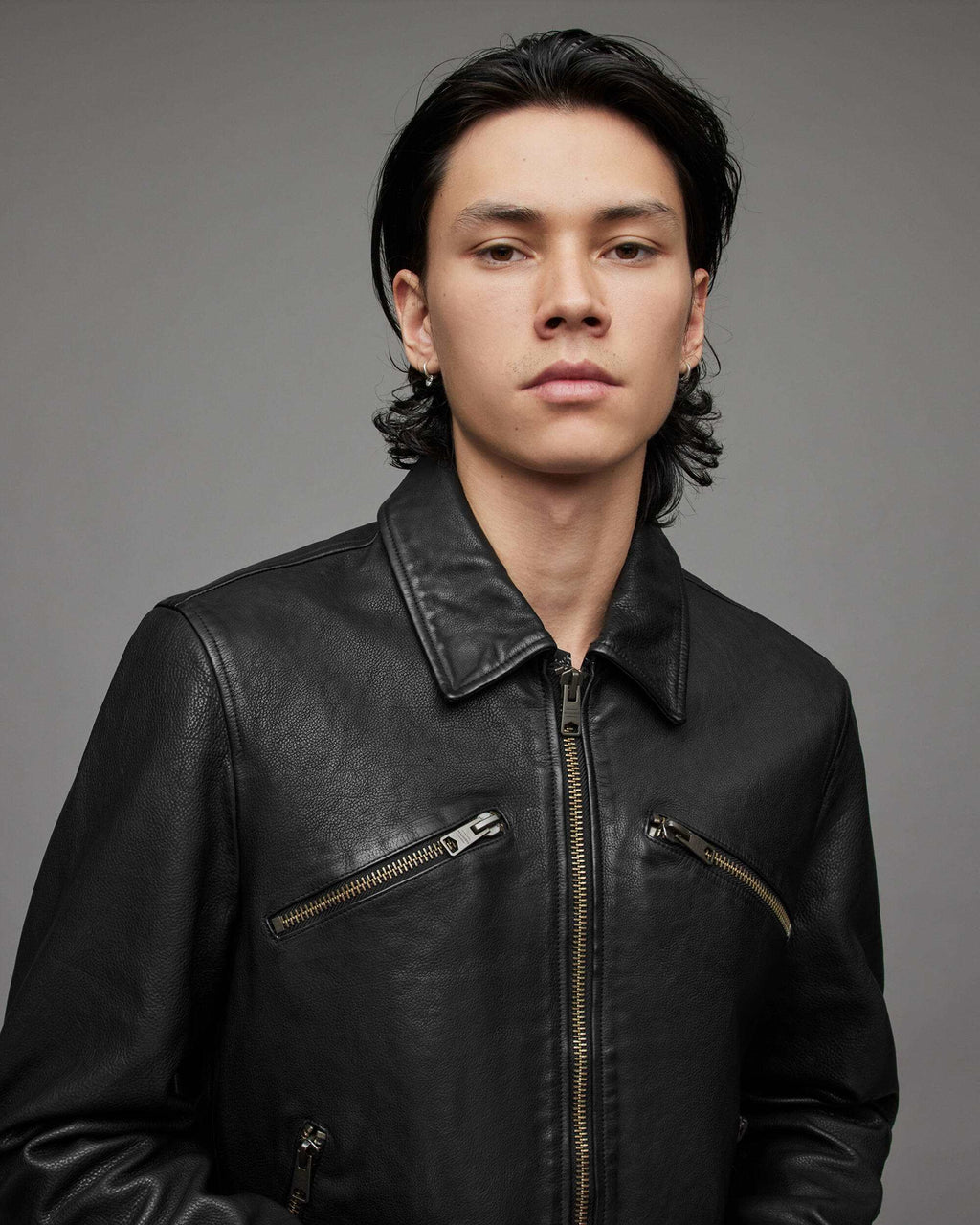 Men's Black Cafe Racer Leather Jacket - Classic Biker Style