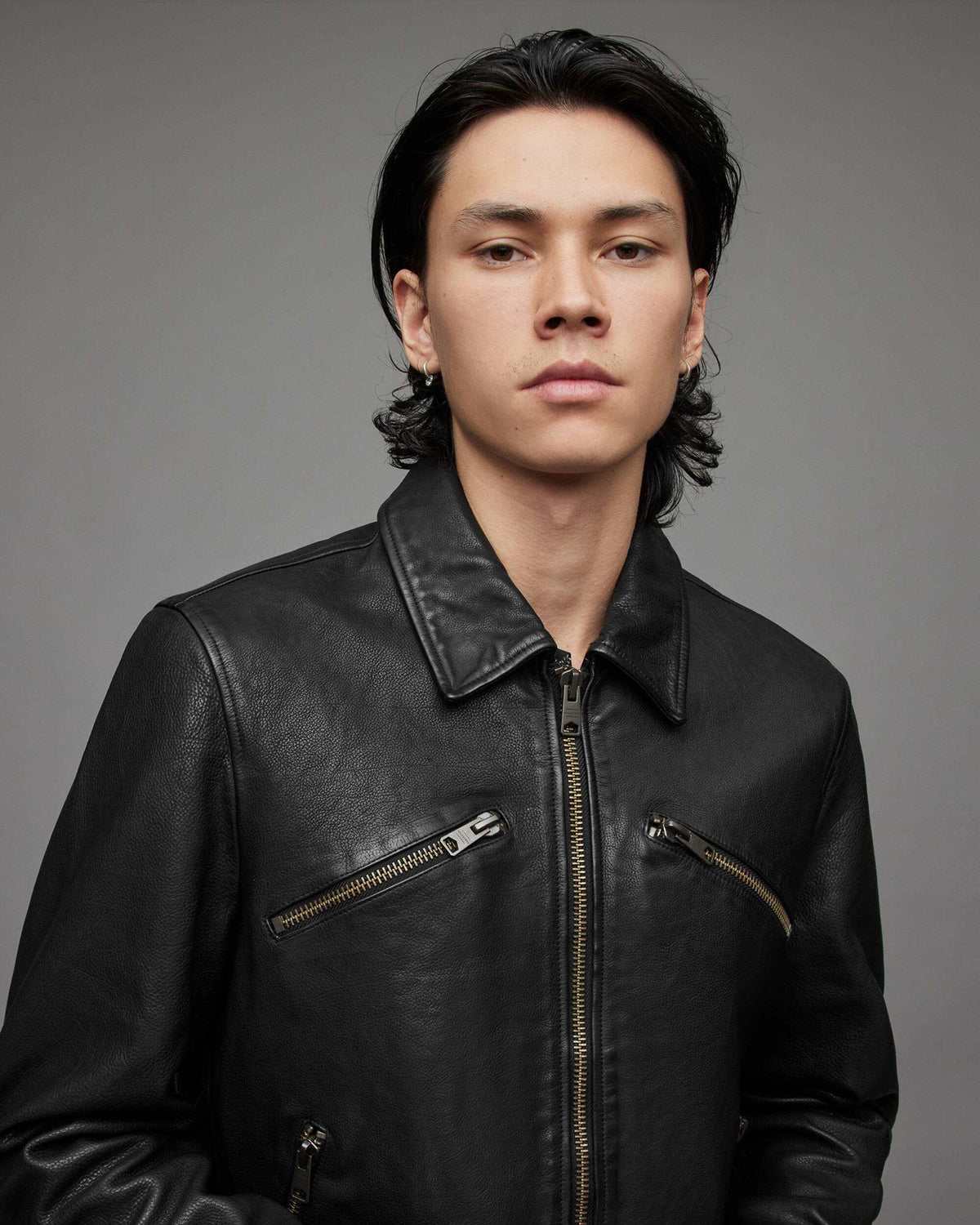 Men's Black Cafe Racer Leather Jacket - Classic Biker Style