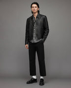 Men's Black Cafe Racer Leather Jacket - Classic Biker Style