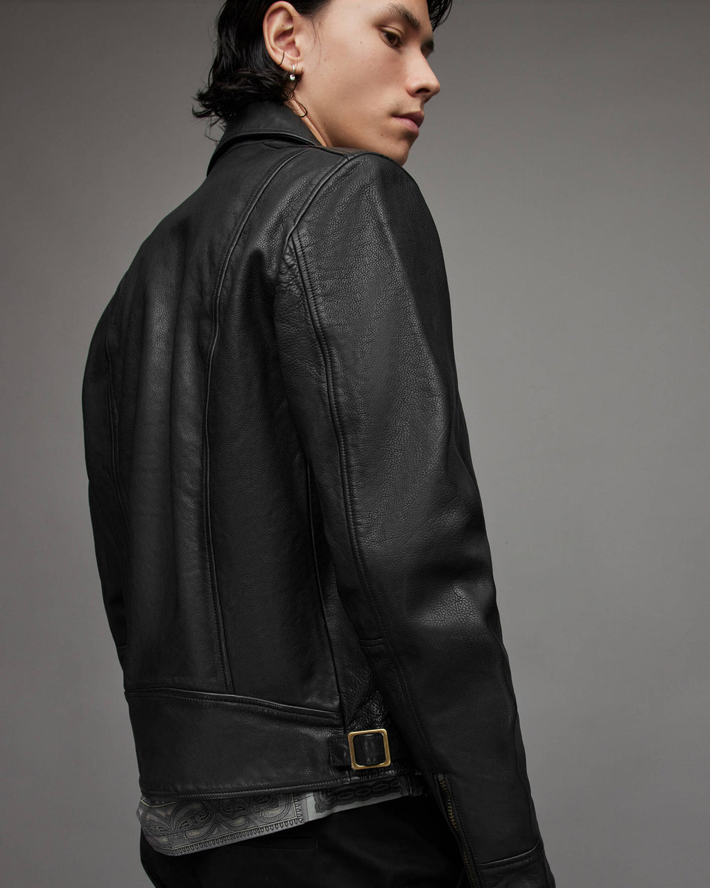 Men's Black Cafe Racer Leather Jacket - Classic Biker Style