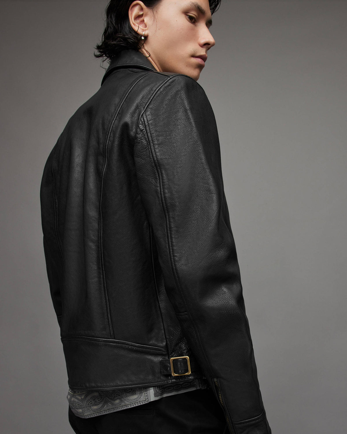 Men's Black Cafe Racer Leather Jacket - Classic Biker Style