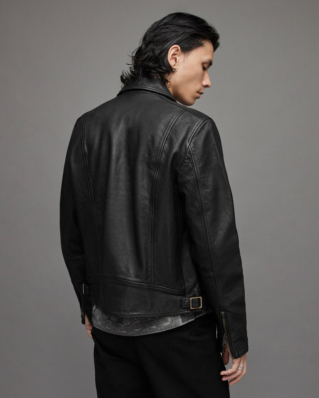 Men's Black Cafe Racer Leather Jacket - Classic Biker Style
