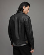Men's Black Cafe Racer Leather Jacket - Classic Biker Style