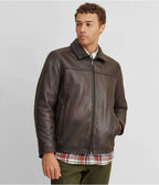 Classic Men's Dark Brown Leather Jacket by Avanzar