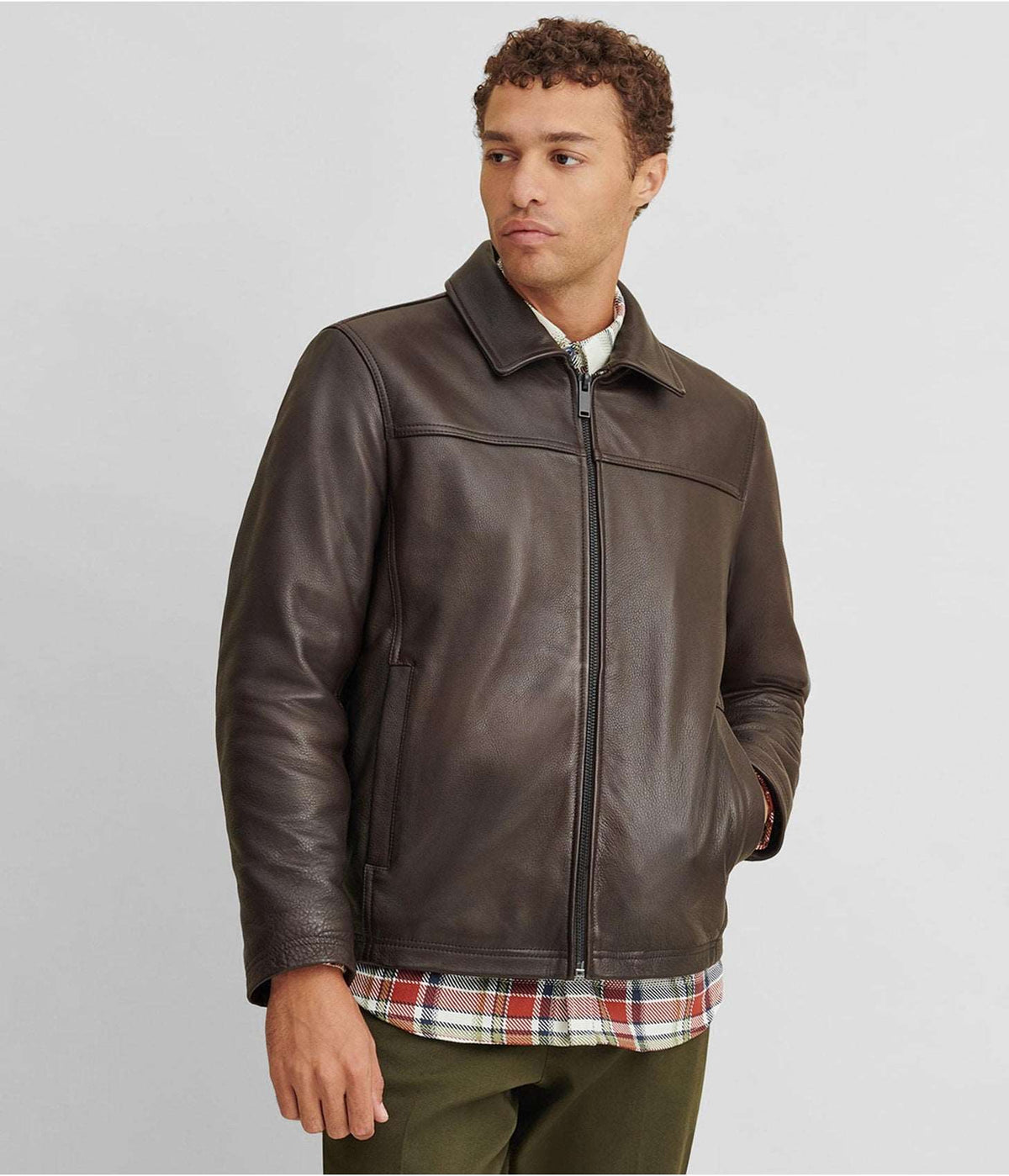 Classic Men's Dark Brown Leather Jacket by Avanzar