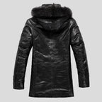 Mens Designer Black Lamb Fur Shearling Sheepskin Hooded Coats