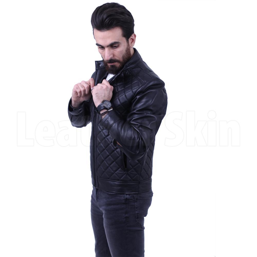 Men's Diamond Quilted Genuine Leather Jacket
