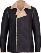 Mens Double Breasted Real Leather Jacket With Fur