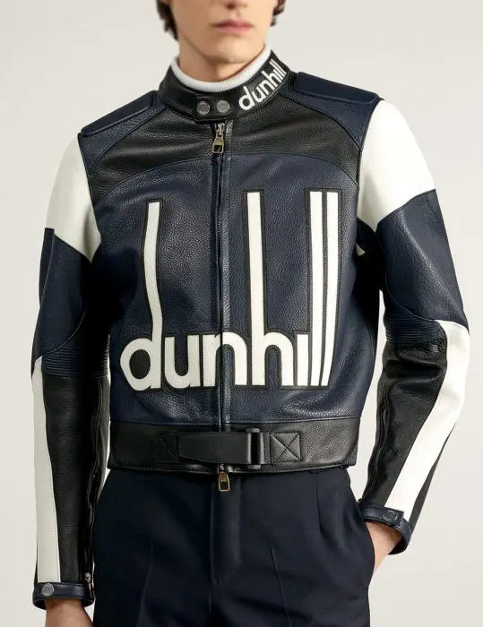 Dunhill Leather Jacket Motorcycle Causal Unisex Cowhide Leather