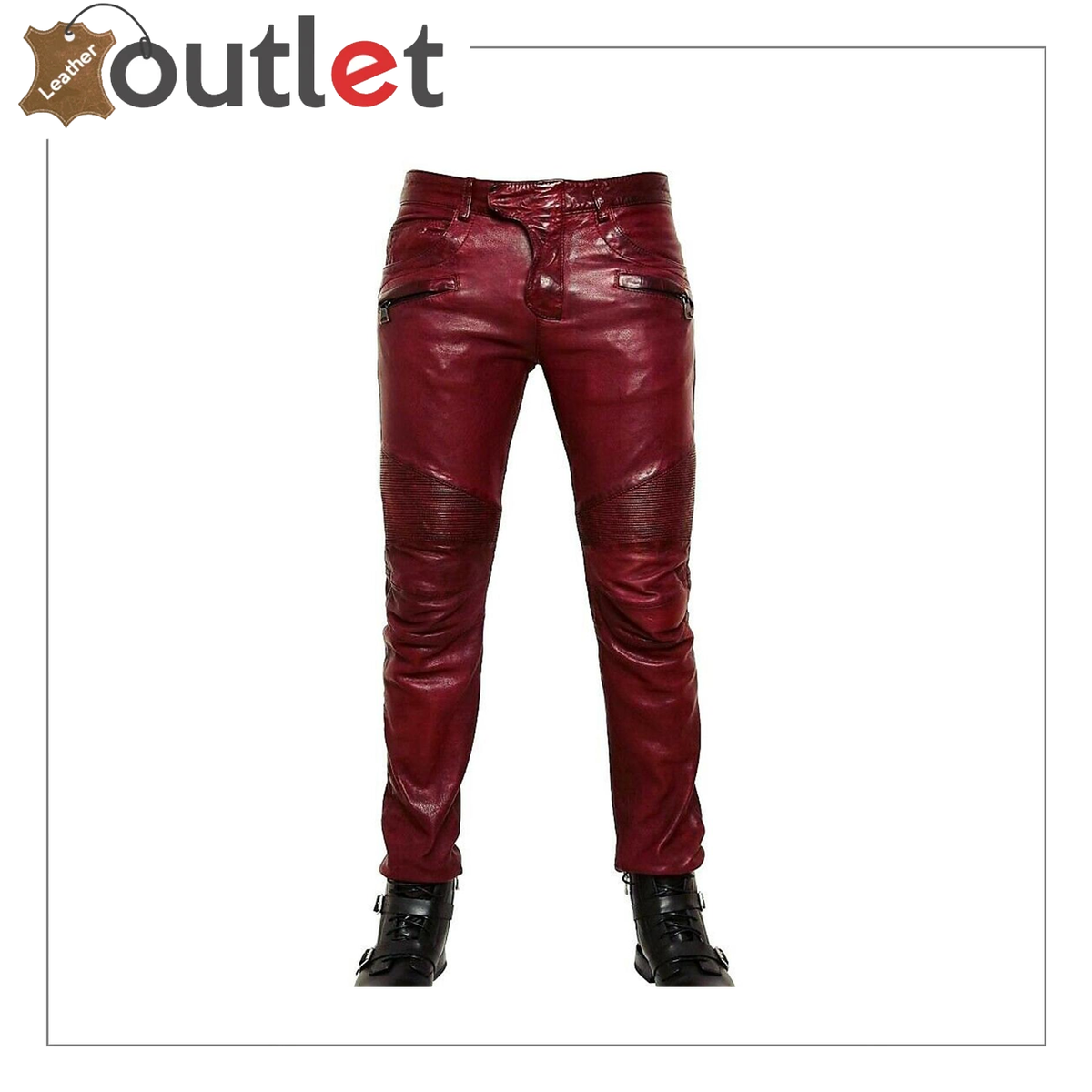 Men's Edgy Denim Style Handmade Leather Pants | Motorcycle Riding