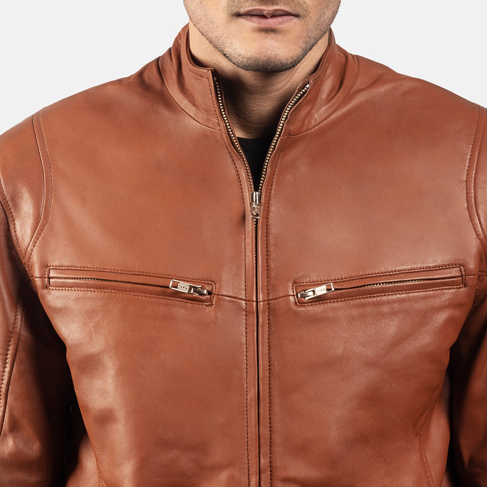 [FS] Ionic Brown Leather Biker Jacket
