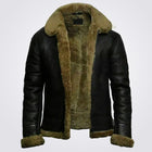 Men's Leather Bomber Jacket With Fur Collar