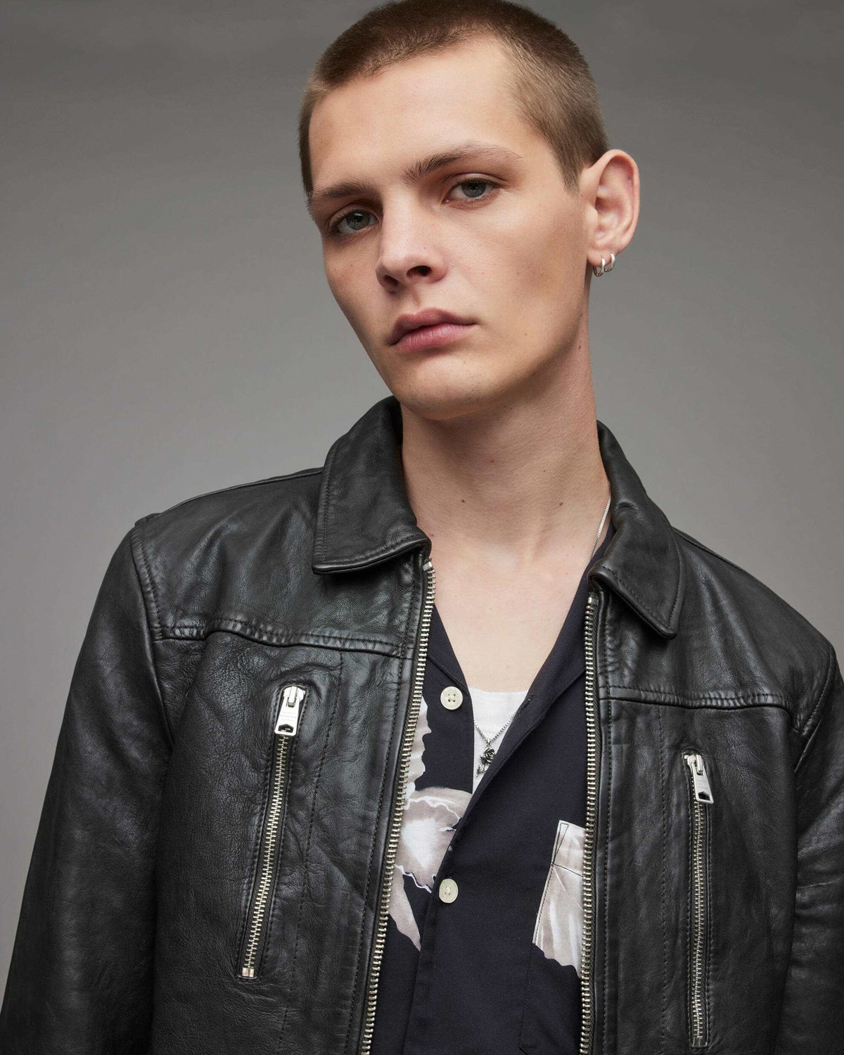 Men's Black Leather Cafe Racer Jacket - Classic Racing Style
