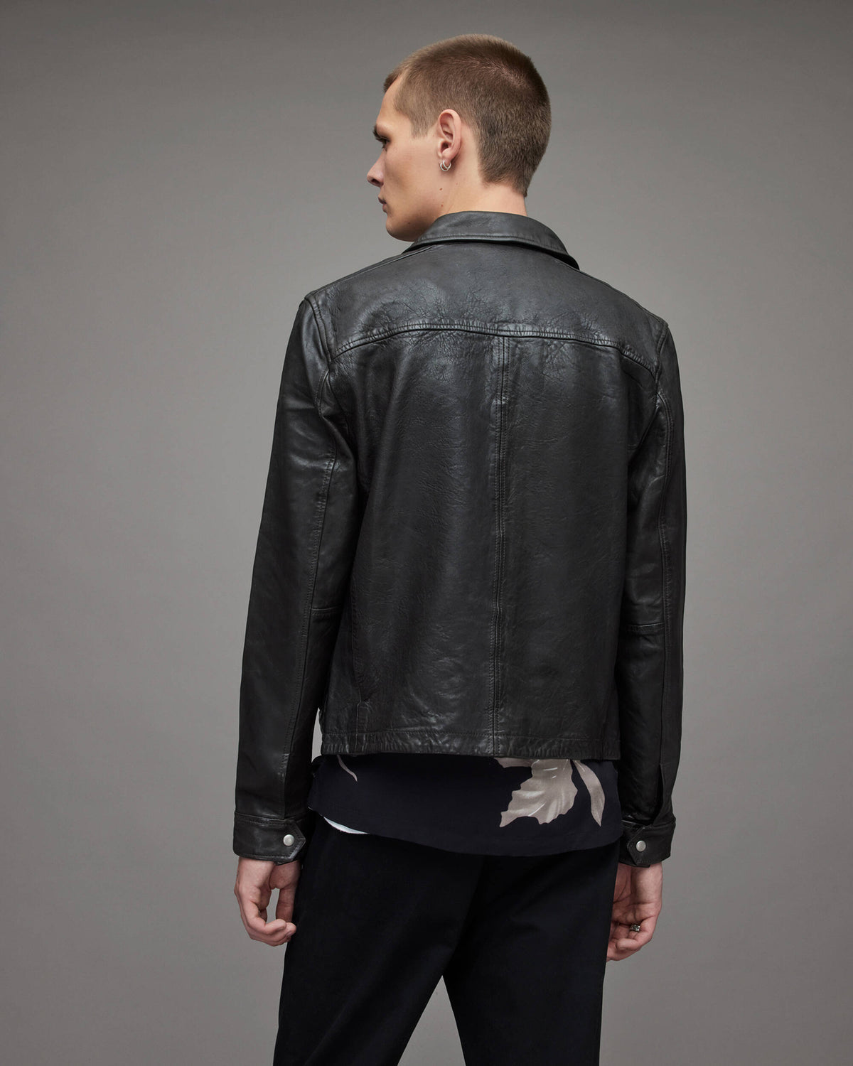 Men's Black Leather Cafe Racer Jacket - Classic Racing Style