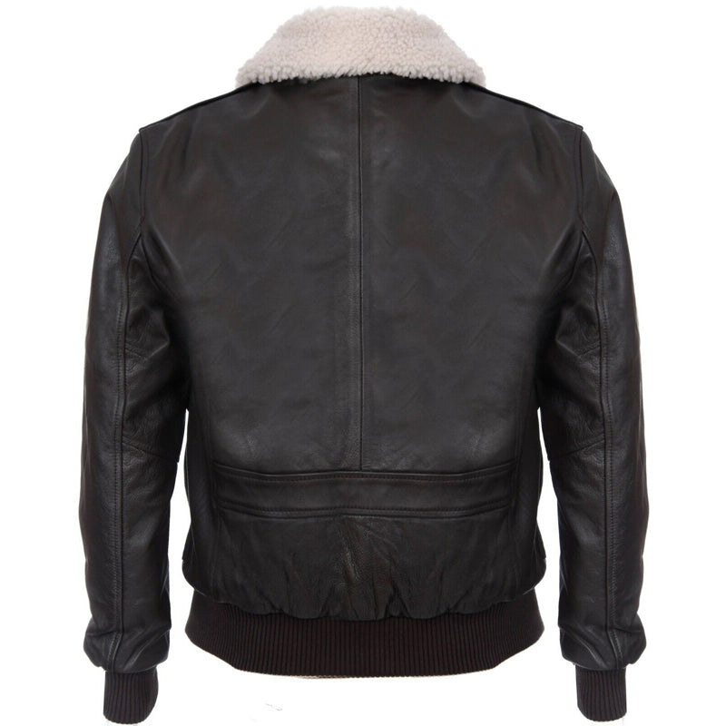 Mens Air Force A2 USAF Brown Pilot Aviator Leather Flight Bomber Jacket