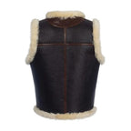 Men's Leather Shearling Vest In Dark Brown