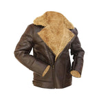 Aviator Pilot Flying Fur Shearling B3 Raf Brown Jacket