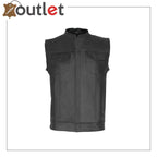 Mens Real Leather Anarchy Motorcycle Leather Vest