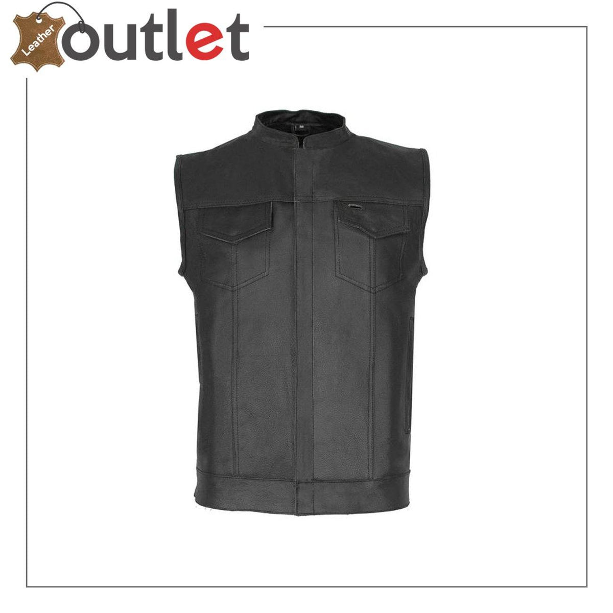 Mens Real Leather Anarchy Motorcycle Leather Vest