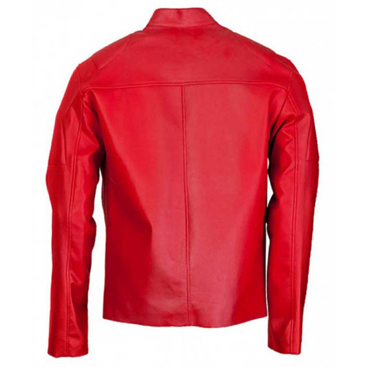 Men’s Red Leather Cafe Racer Jacket
