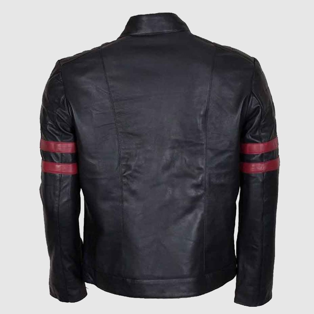 Mens Red Stirpe Mayhem Retro Black Leather Jacket Motorcycle Jacket