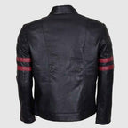 Mens Red Stirpe Mayhem Retro Black Leather Jacket Motorcycle Jacket