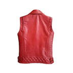 Mens Red Cow Leather Biker Vest