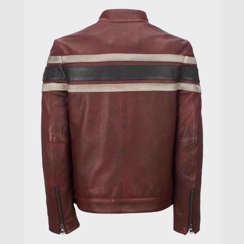 Mens Retro Red Waxed Vintage Leather Jacket