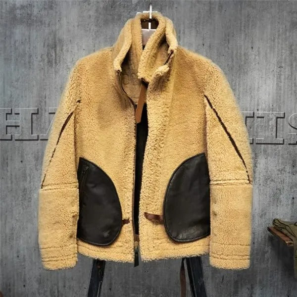 Men's B3 Flight Sheepskin Aviator Fur Shearling Leather Jacket