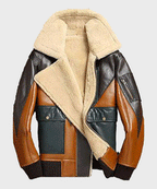 Mens Shearling Sheepskin Bomber Leather Jacket