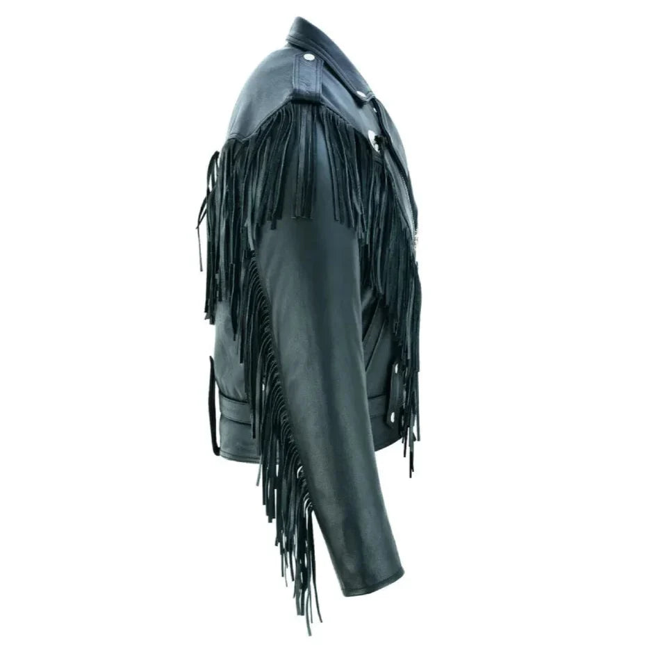 Marlon Brando Fringed Tassel Biker Leather Jacket